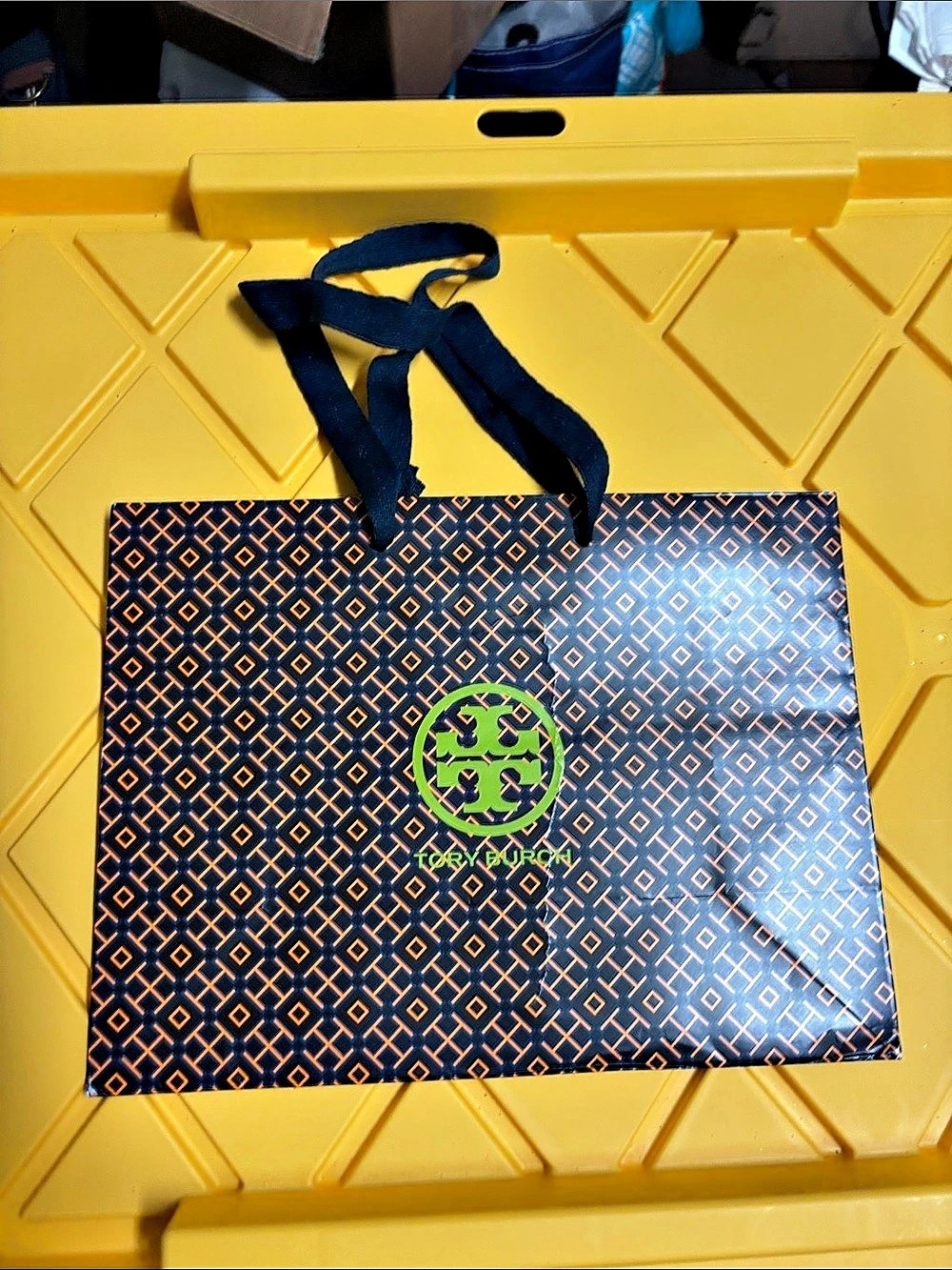 Tory Burch Geometric Logo Tote in Black & Orange